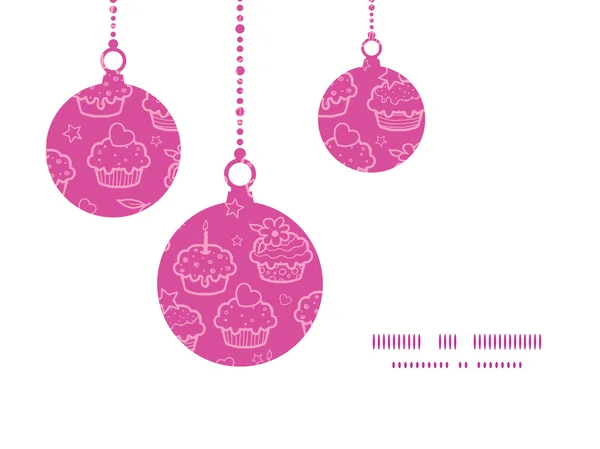 Vector kleurrijke cupcake partij Kerst ornamenten silhouetten patroon frame kaartsjabloon — Stockvector