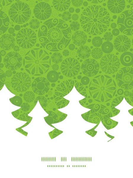 Vector abstracto verde y blanco círculos árbol de Navidad silueta patrón marco tarjeta plantilla — Vector de stock