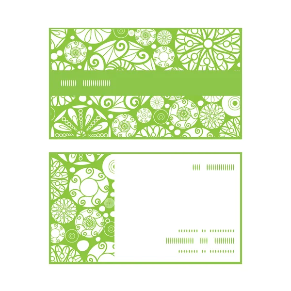 Vektor abstrakte grüne und weiße Kreise horizontal Streifen Rahmen Muster Visitenkarten-Set — Stockvektor