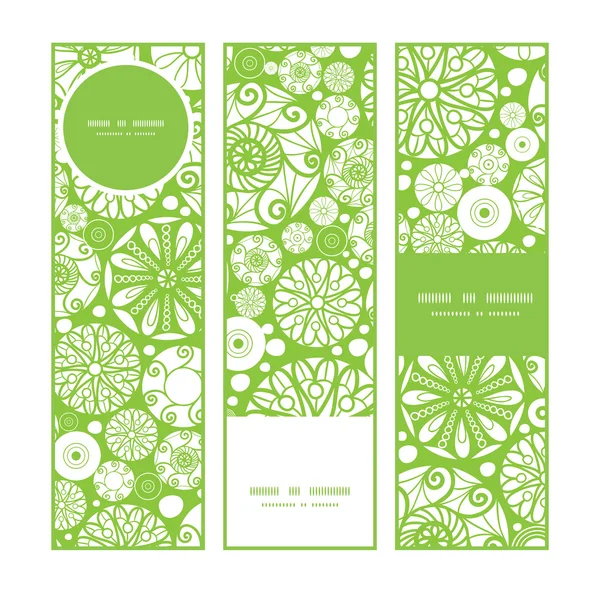 Vector abstract green and white circles vertical banners set pattern background — Stock Vector