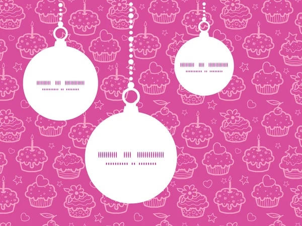 Vecteur coloré cupcake fête Noël ornements silhouettes modèle de carte de cadre — Image vectorielle