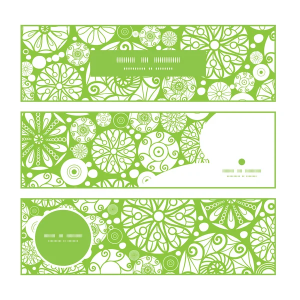 Vector abstract green and white circles horizontal banners set pattern background Royalty Free Stock Vectors