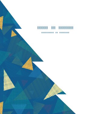 Vektör soyut kumaş üçgen Noel ağacı siluet desen çerçeve kartı şablonu