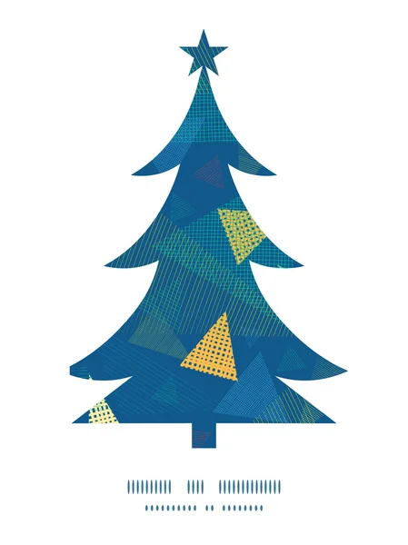 Vector abstract fabric triangles Christmas tree silhouette pattern frame card template — Stock Vector