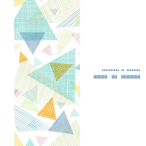 Vector abstract fabric triangles vertical frame seamless pattern background — Stock Vector