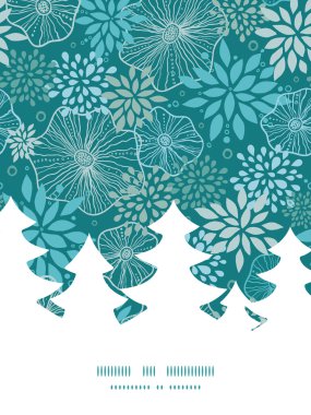 Mavi ve gri bitkiler Noel ağacı siluet desen çerçeve kartı şablonu vektör