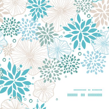 Vektör mavi ve gri bitkiler köşe desen arka plan çerçeve