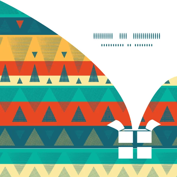 Modèle de carte de cadre de modèle de silhouette de boîte cadeau de Noël à rayures ikat vibrantes vectorielles — Image vectorielle