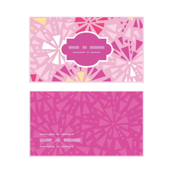 Vector rosa abstracto triángulos marco horizontal patrón tarjetas de visita conjunto — Vector de stock