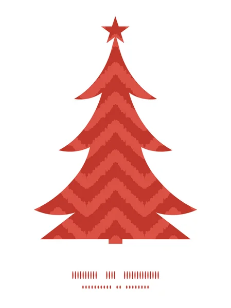 Vector kleurrijke ikat chevron kerstboom silhouet patroon frame kaartsjabloon — Stockvector