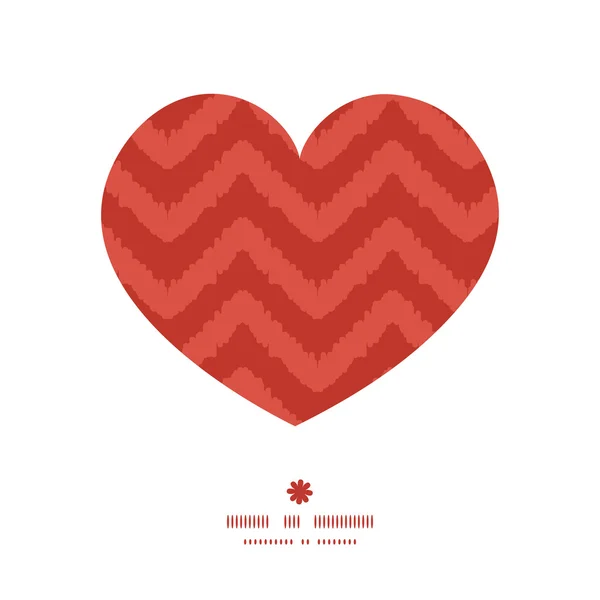 Vector colorido ikat chevron corazón silueta patrón marco — Vector de stock