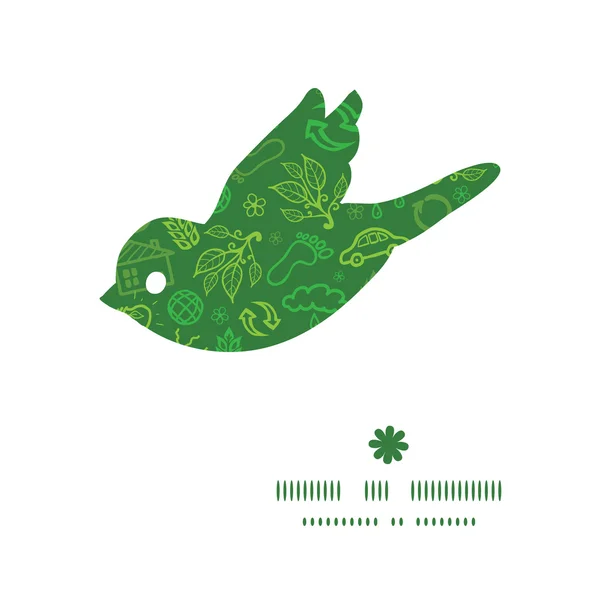 Symboles écologiques vectoriels silhouette d'oiseau cadre de motif — Image vectorielle