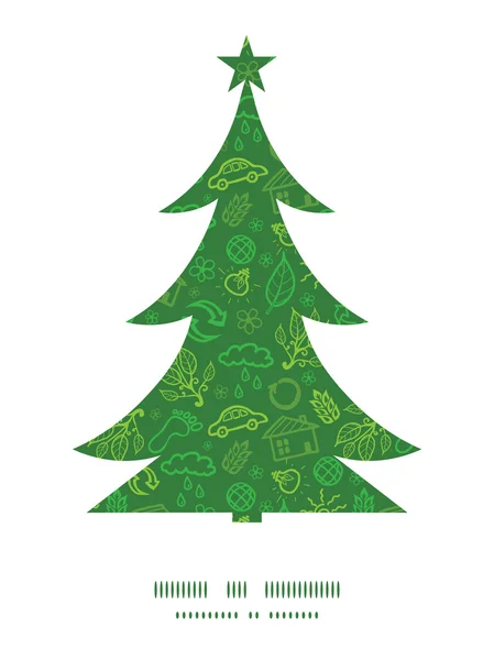 Vector ecologie symbolen kerstboom silhouet patroon frame kaartsjabloon — Stockvector