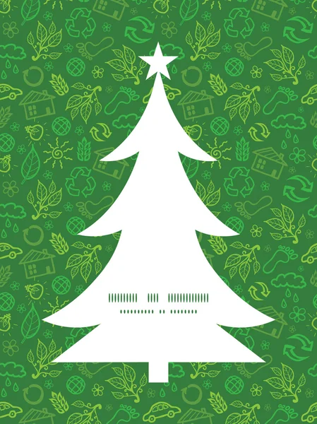 Vektör ekoloji sembolleri Noel ağacı siluet desen çerçeve kartı şablonu — Stok Vektör