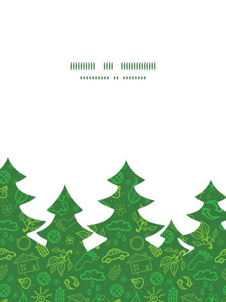 ベクトルのエコロジー シンボル クリスマス ツリー シルエット パターン フレーム カードのテンプレート — ストックベクタ