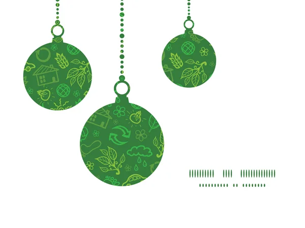 Vector ecología símbolos Navidad adornos siluetas patrón marco tarjeta plantilla — Vector de stock