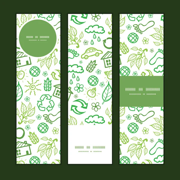 Vector ecologie symbolen verticale banners instellen patroon achtergrond — Stockvector