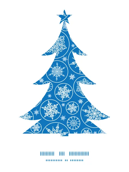Vector vallende sneeuwvlokken kerstboom silhouet patroon frame kaartsjabloon — Stockvector