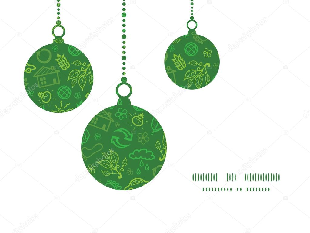 Vector ecology symbols Christmas ornaments silhouettes pattern frame card template