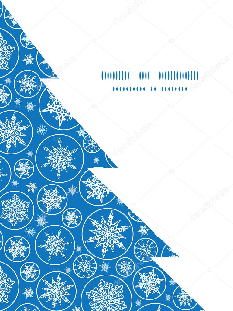 Vector falling snowflakes Christmas tree silhouette pattern frame card template