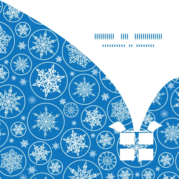 Vector caída copos de nieve Navidad regalo caja silueta patrón marco tarjeta plantilla — Vector de stock