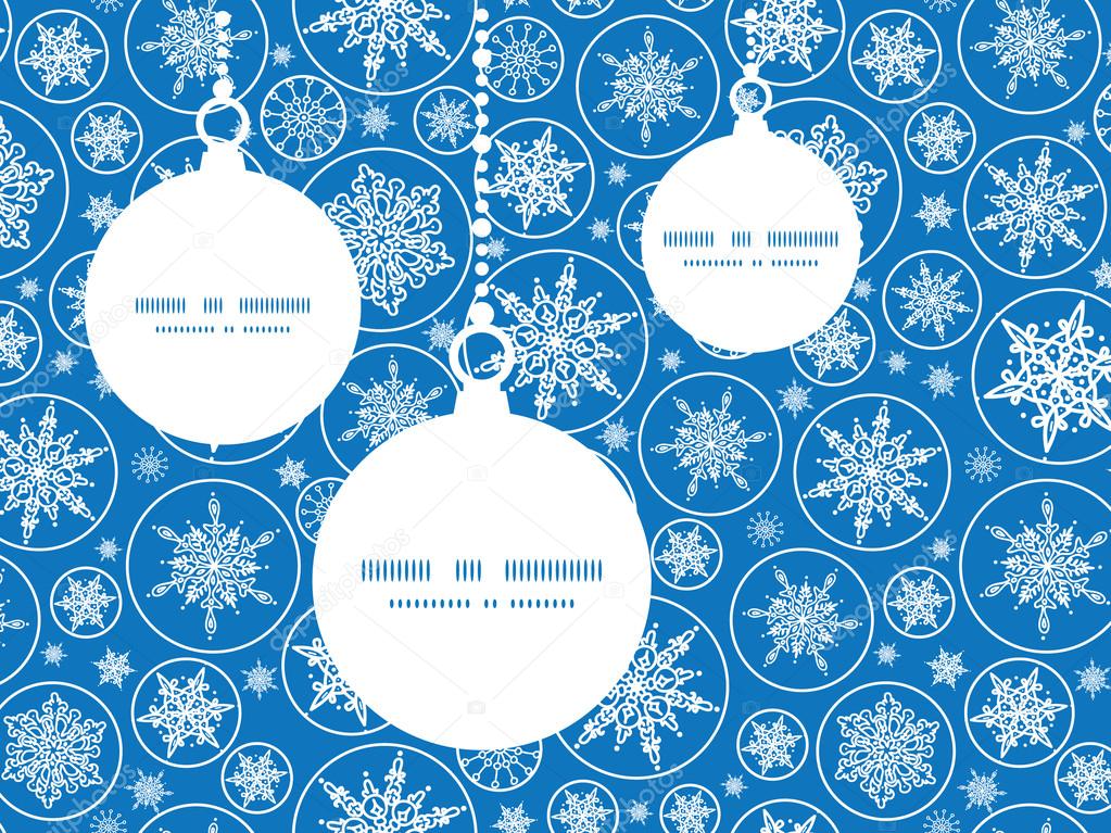 Vector falling snowflakes Christmas ornaments silhouettes pattern frame card template