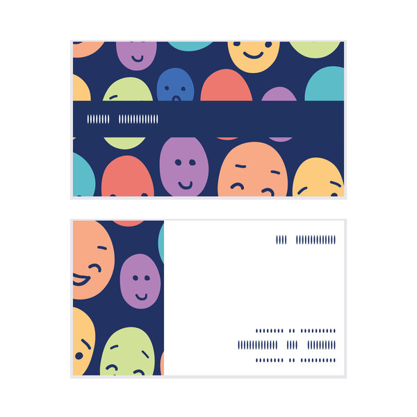 Vector funny faces horizontal stripe frame pattern business cards set