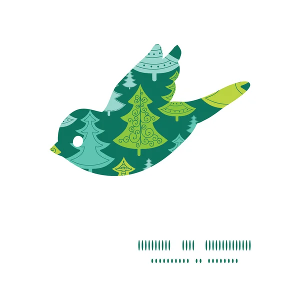 Vector vacaciones Navidad árboles pájaro silueta patrón marco — Archivo Imágenes Vectoriales