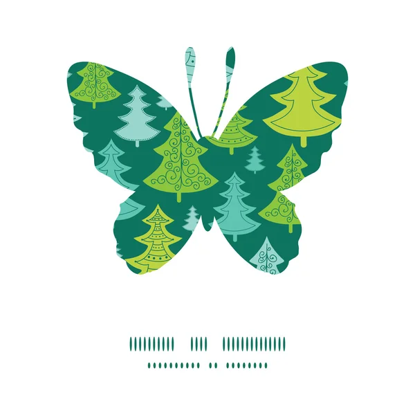 Bomen van vector vakantie Kerstmis butterfly silhouet patroon frame — Stockvector