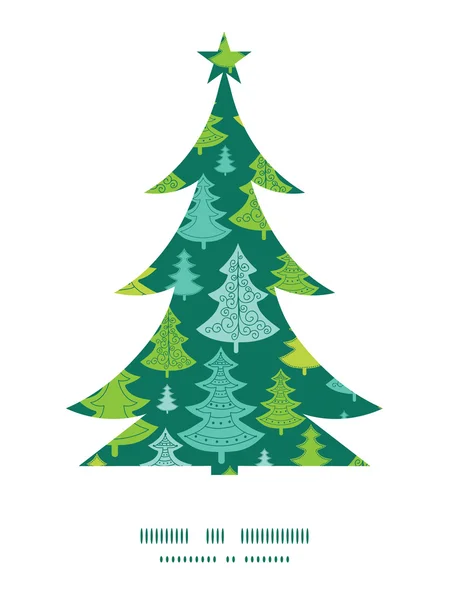 Vektor Urlaub Weihnachtsbäume Weihnachtsbaum Silhouette Muster Rahmen Karte Vorlage — Stockvektor