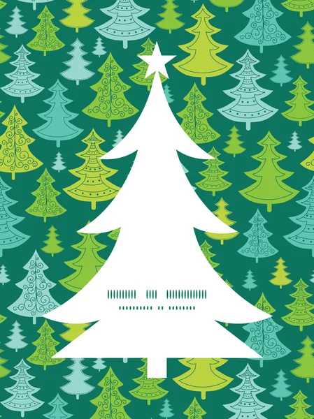 Vector vacaciones árboles de Navidad árbol de Navidad silueta patrón marco tarjeta plantilla — Vector de stock