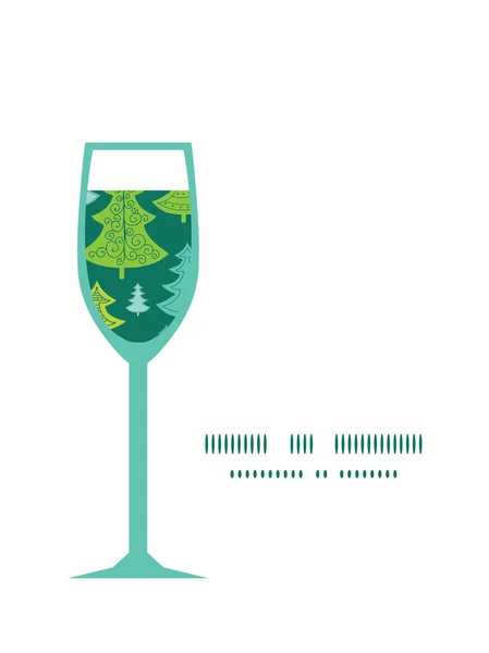 Vektorové svátek vánoční stromy sklenice na víno silueta vzorem rám — Stockový vektor