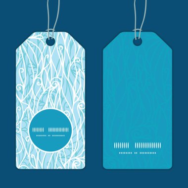 Vektör soyut frost swirls doku dikey yuvarlak kare desen Etiketler set