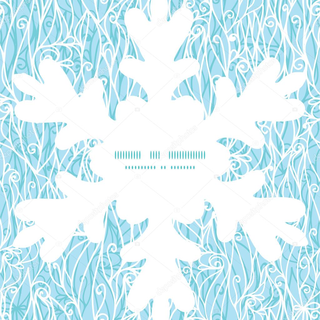 Vector abstract frost swirls texture Christmas snowflake silhouette