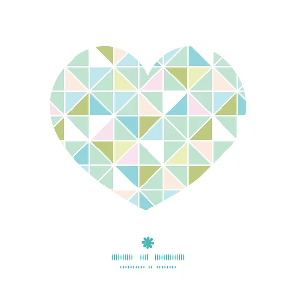 Vector colorido pastel triángulo textura corazón silueta patrón marco — Vector de stock