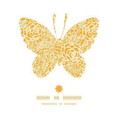 Vektör altın dantel gül siluet tasarlamak çerçeve kelebek
