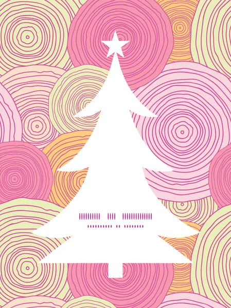 Vektör doodle daire doku Noel ağacı siluet desen çerçeve kartı şablonu — Stok Vektör