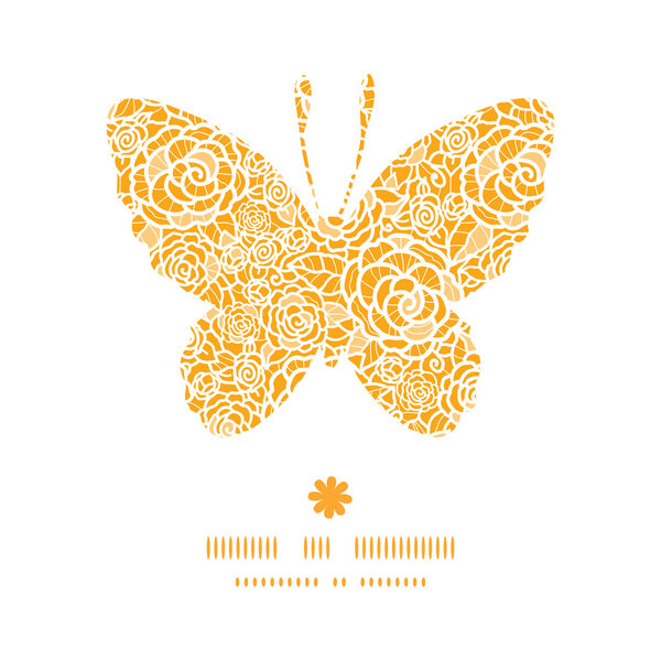 Векторное золотое кружево с силуэтом бабочки в рамке
