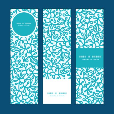 Vektör soyut su altında Dikey afiş kümesi desen arka plan bitkiler