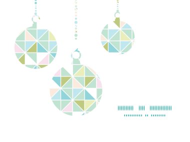 Vektör renkli pastel üçgen doku Noel süsler siluetleri desen çerçeve kartı şablonu
