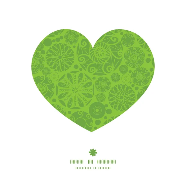 Vector abstracto verde y blanco círculos corazón silueta patrón marco — Archivo Imágenes Vectoriales