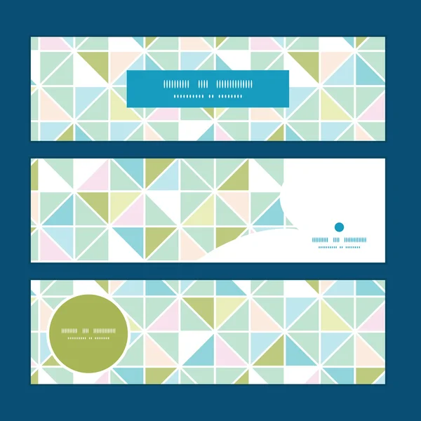 Vetor colorido pastel triângulo textura horizontal banners set padrão fundo — Vetor de Stock