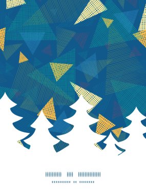 Vektör soyut kumaş üçgen Noel ağacı siluet desen çerçeve kartı şablonu
