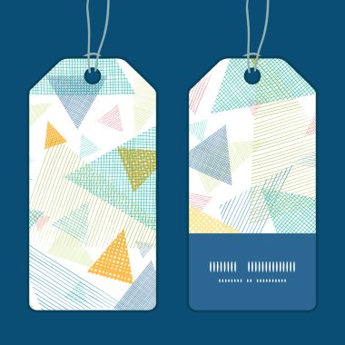 Vektör soyut kumaş üçgen dikey şerit kare desen Etiketler kümesi