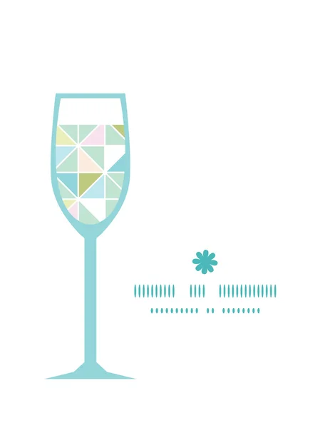 ベクトル カラフルなパステル カラーの三角形テクスチャ ワイン グラス シルエット パターン フレーム — ストックベクタ