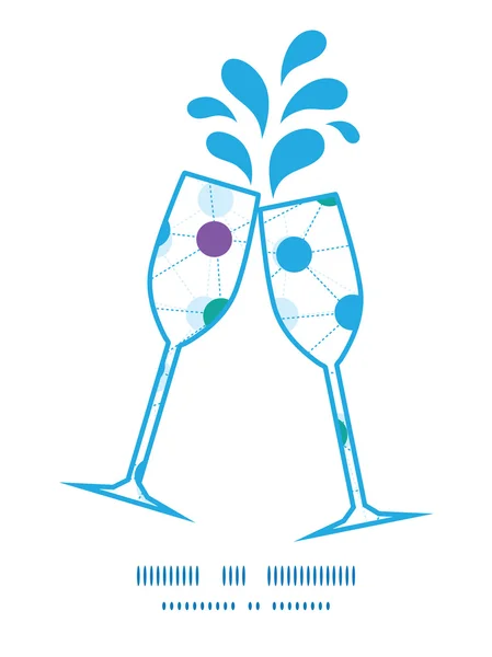 Vettore collegato puntini tostatura bicchieri di vino sagome telaio modello — Vettoriale Stock