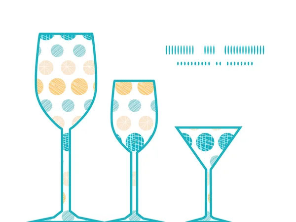 矢量纹理圆圈条纹抽象三个酒杯轮廓模式框架 — 图库矢量图片