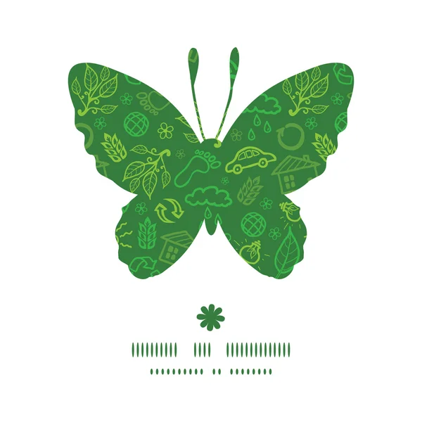 Symboles vectoriels écologie papillon silhouette motif cadre — Image vectorielle