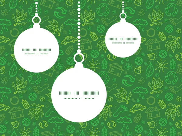 Vector ecología símbolos Navidad adornos siluetas patrón marco tarjeta plantilla — Vector de stock