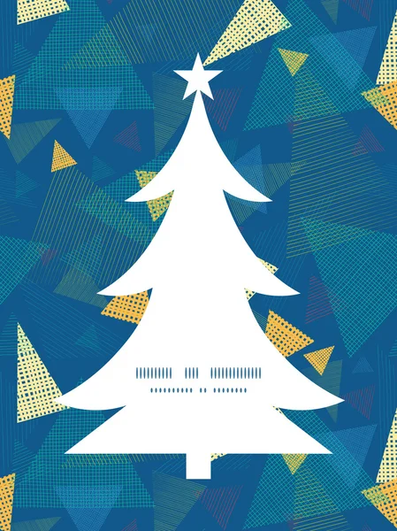 Vector abstracto tela triángulos árbol de Navidad silueta patrón marco tarjeta plantilla — Vector de stock